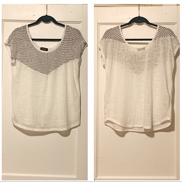 PAPERMOON BOHO SEMI SHEER STITCH FIX SCOOP NECK WHITE KNIT TOP M - Picture 1 of 5
